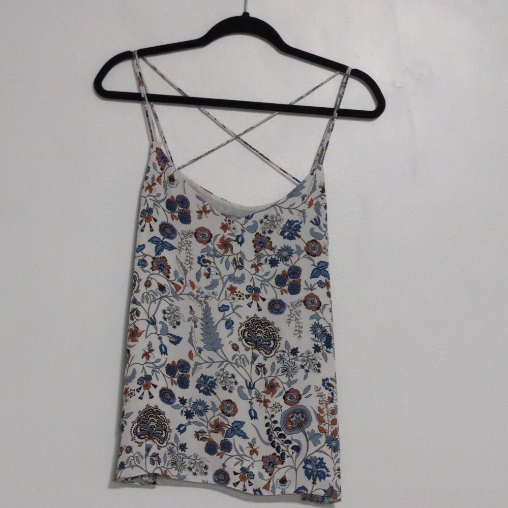 Floral Tank top, with blue and orange colors